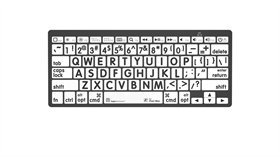 Large Print - Black on White<br>Mini Bluetooth Keyboard - Mac<br>